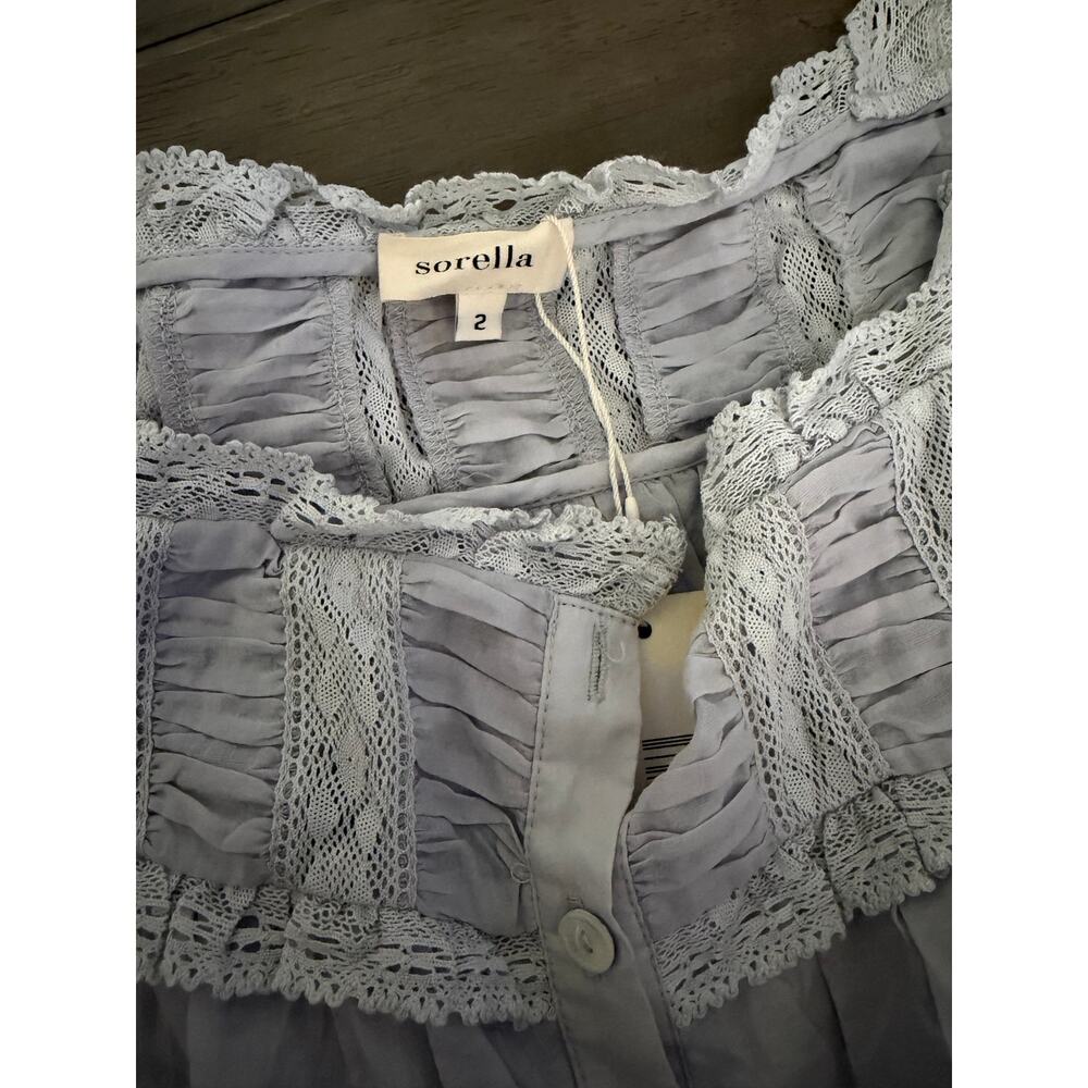 sorella Etienne Cotton Top light blue gray size 2 $172 - Picture 5 of 5